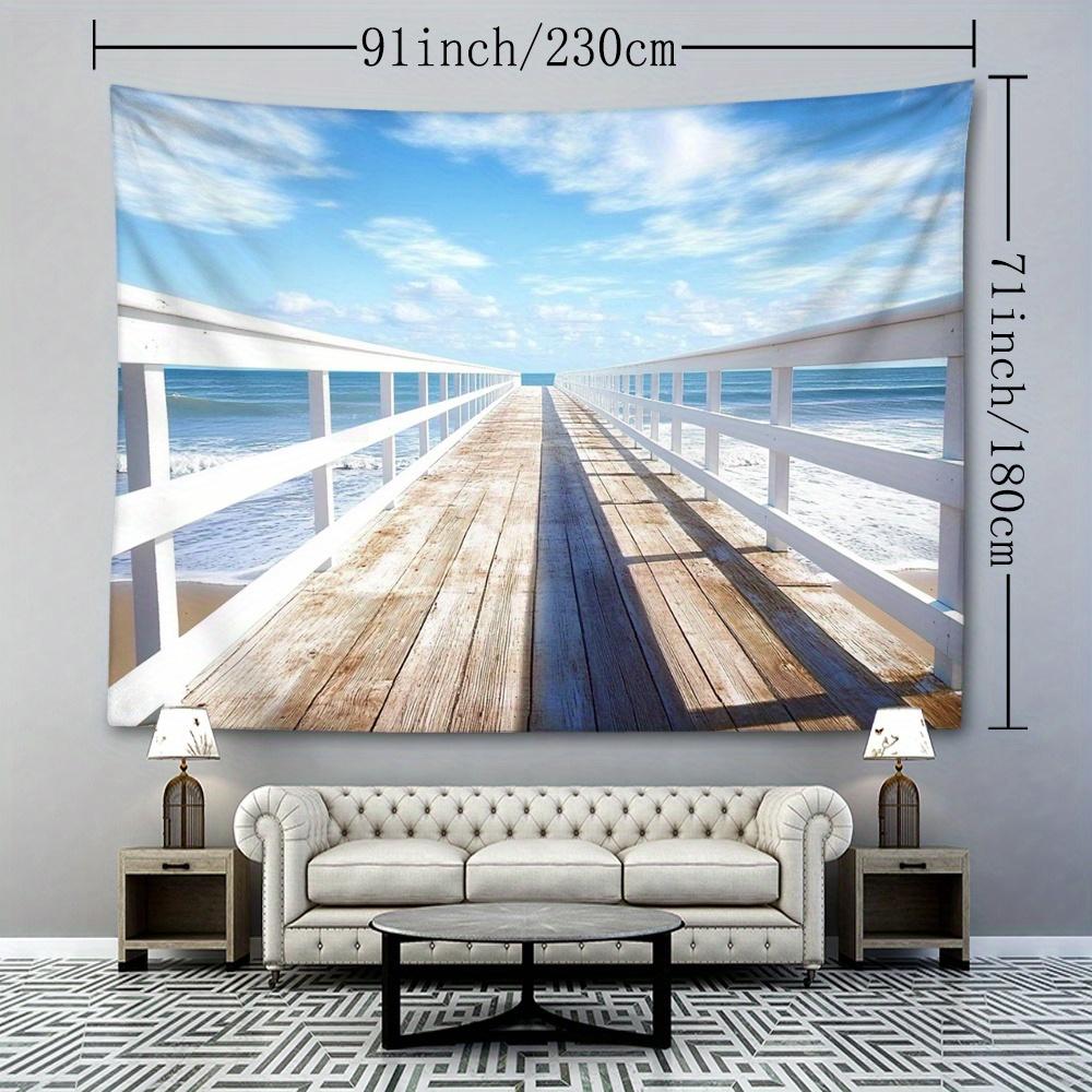 1pc Bohemian Beach Pier Tapestry - Vibrant Ocean Sunset & Wooden Boardwalk Design, Polyester Wall Hanging for Living Room or Bedroom Decor, Perfect Ho