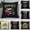 Rock R-Ramones Cushion Cover Soft Plush Fabric Double-Sided Printed Sofa Cushion Cover for All Seasons Home Decor Gift