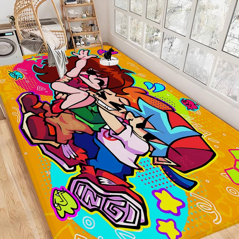 Tappetino da pavimento F-Friday Night Funkin Antiscivolo Assorbe Acqua Striscia Lunga Cuscino Tappeto per Camera da Letto Alfombra