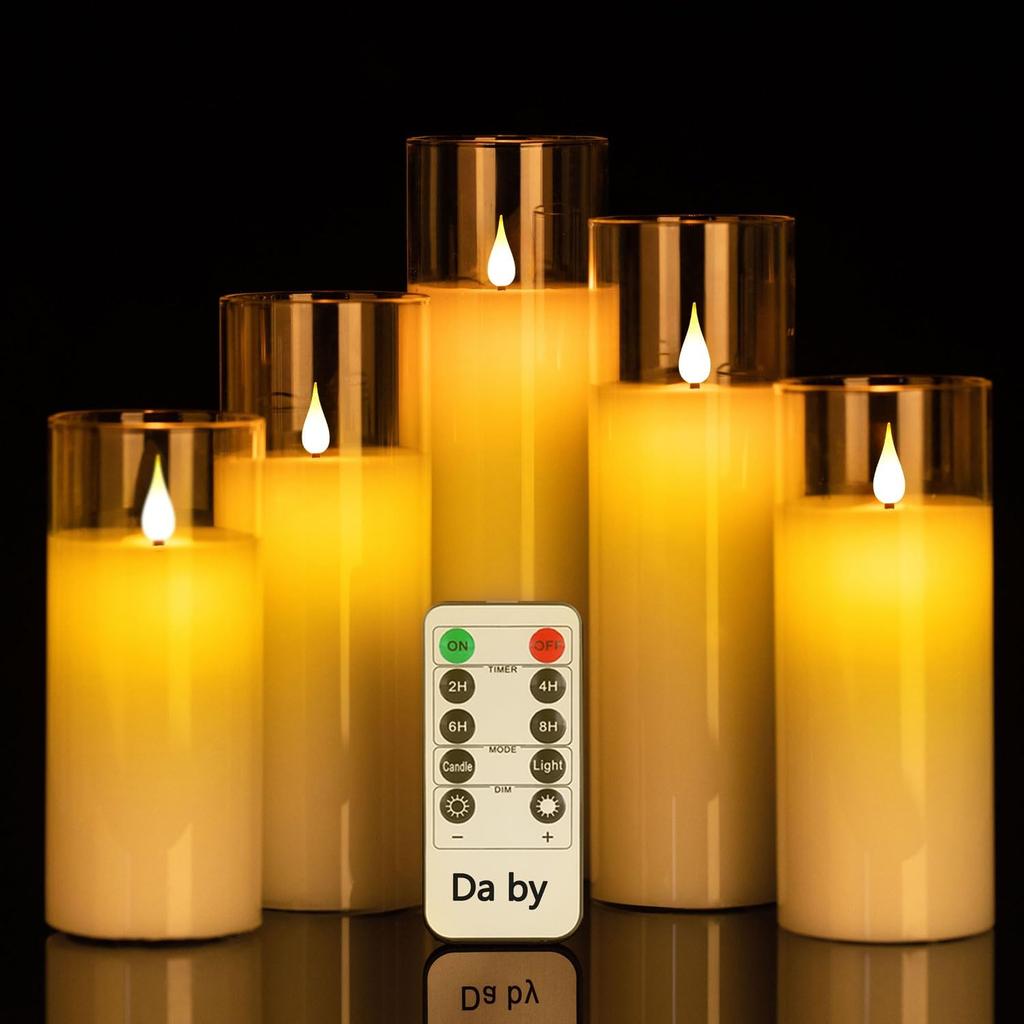 LED Pillar Candle with Flickering Swaying Wick Remote Control USB Powered for Christmas Home Decor & Realistic Ambiance