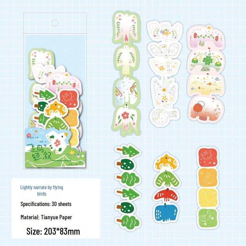 Mu Ran Irregular Sticky Notes - Cute Illustrated Memos for Journals, Student Bookmarks, and Messages.