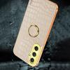 For Samsung Galaxy S24 FE Case Finger Ring Kickstand TPU+Leather 6D Electroplating Phone Cover
