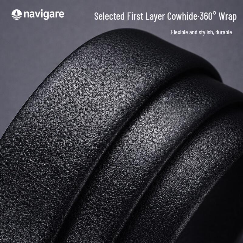 Navigare Men's Automatic Buckle Top-Grain Leather Belt