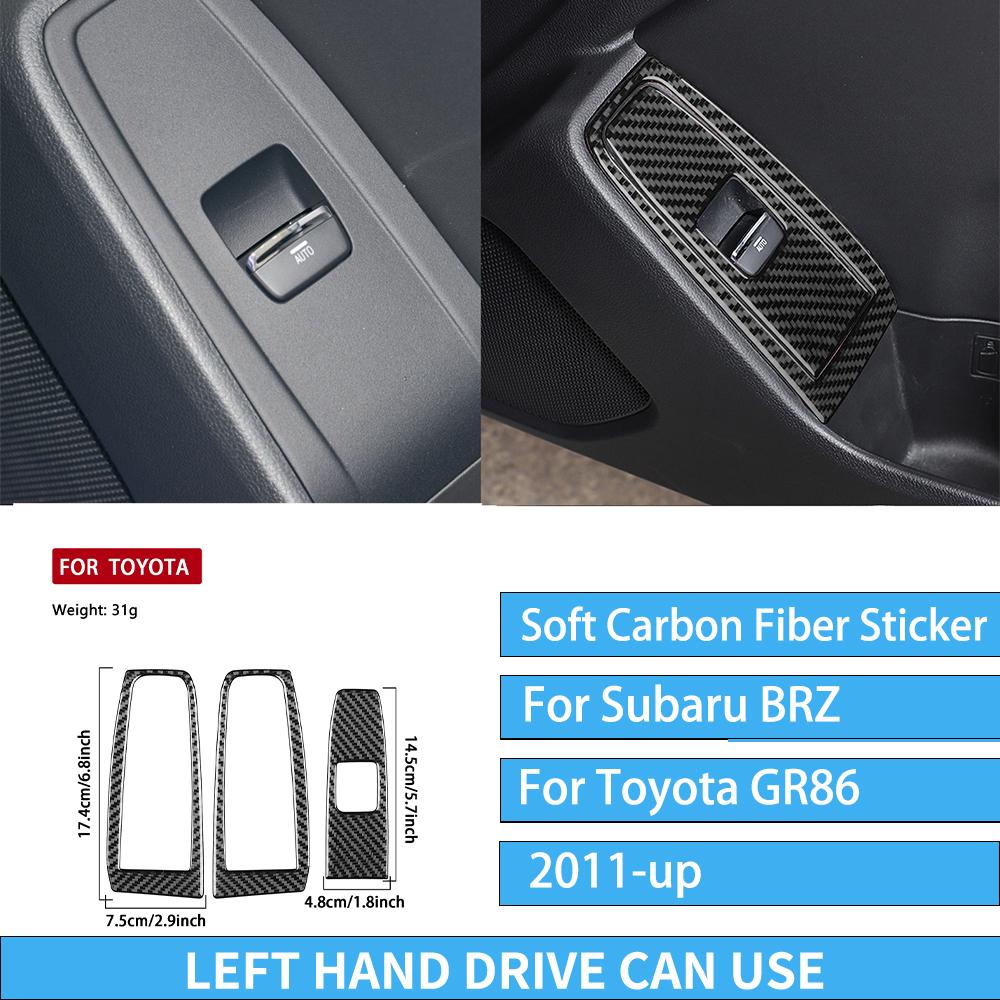 For Subaru BRZ/ For Toyota GR86 -up Carbon Fiber Decal Car Center Console Shift Panel Interior Decorative Stickers