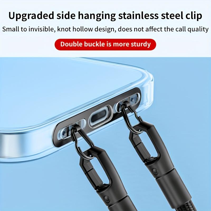 1pc Stainless Steel Phone Lanyard Clip with Double Buckle and Sturdy Connection for Ultra-thin Models, Side Hanging Design To Prevent Loss
