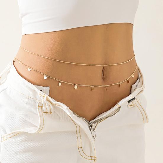 Waist Chain Double Layers Full Luster Dress-up Belly Belt Waist Chain Accessories for Daily