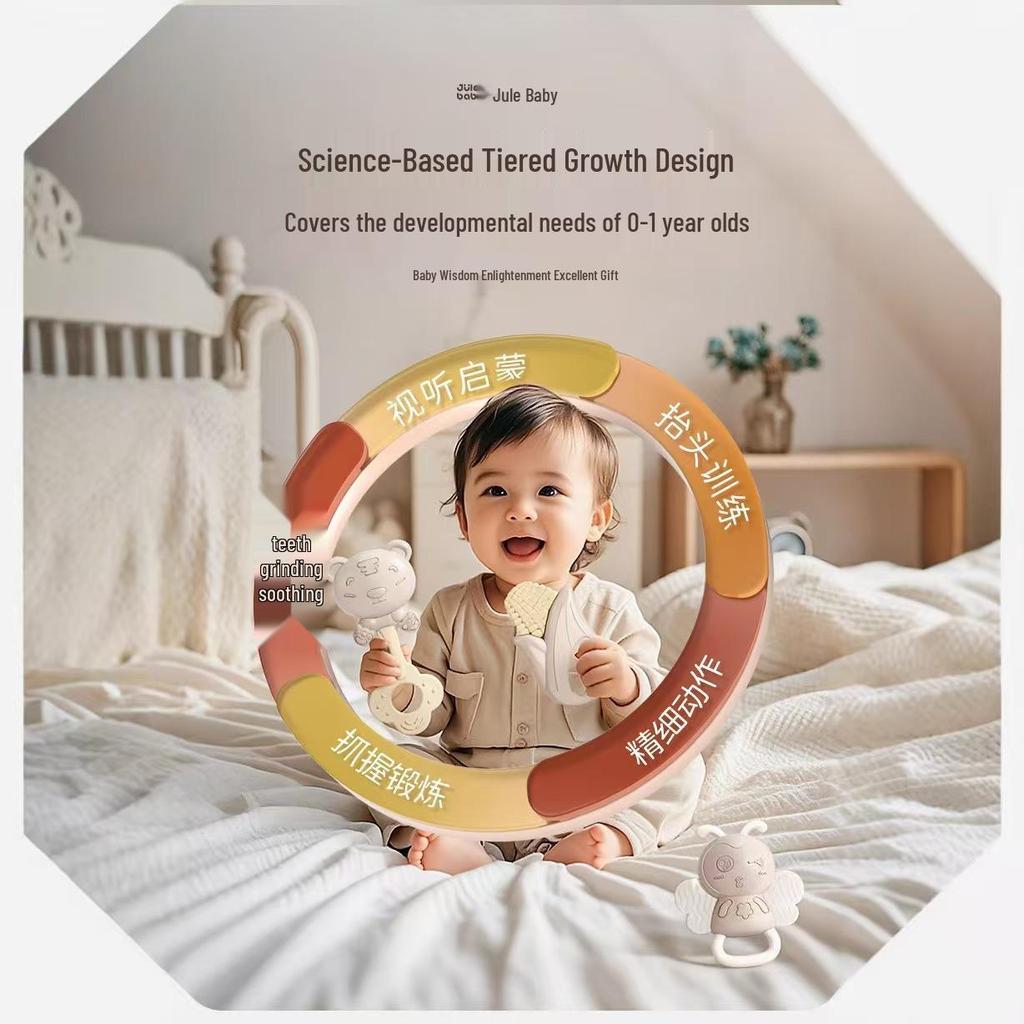Newborn Gift Set: Hand Rattle, Teether, Pacifying Toy & Collapsible Baby Toy (0-1 Year)