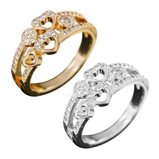 Yousheng Hollow Love Heart Ring Women Rhinestone Statement Ring Sparkling Engagement Promise Ring Wedding Band Valentine's Day Gift for Her