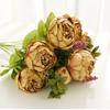 Vintage Artificial Peony Silk Flowers Bouquet for Home Wedding Decoration
