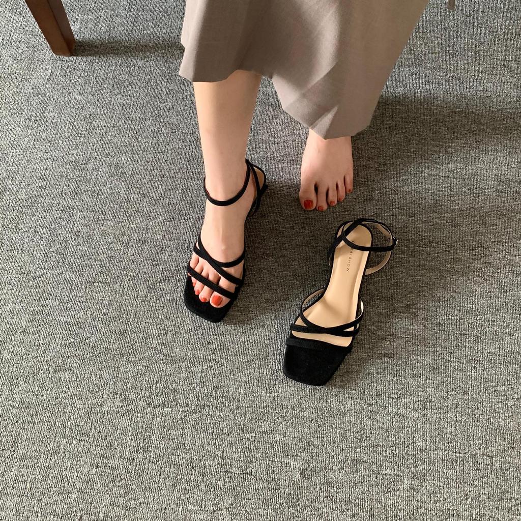 Fashion Spring Shoes 2025 Sandals Clear Heels Med Ankle Strap Clogs Wedge Square Toe New Comfort Retro Medium Fashion Summer Platform Lo