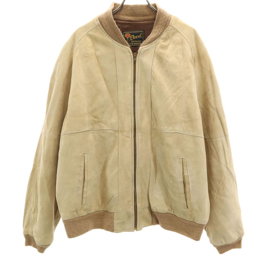 Reed Sportswear 70s Vintage Leather Jacket Beige Men's Used
