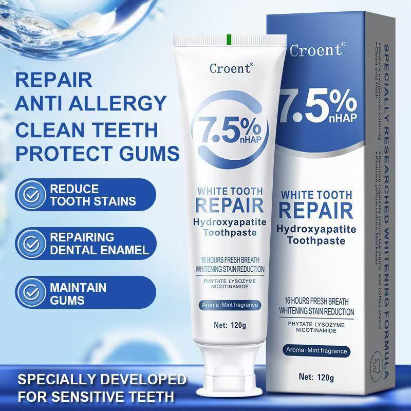 Croent Hydroxyapatite Whitening Toothpaste - Removes Stains, Whitens Yellow Teeth, Freshens Breath, 120g