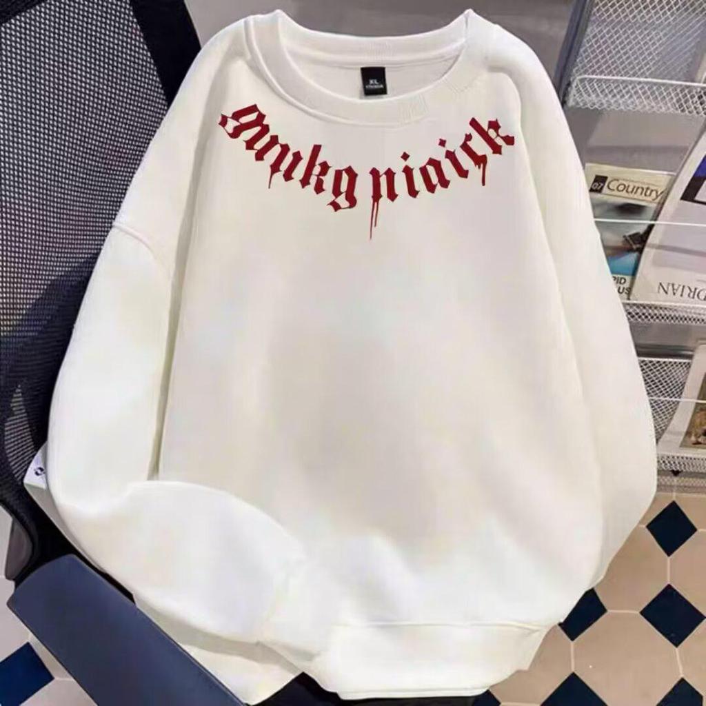 Sweat à capuche rétro américain pour homme - Sweat à col rond décontracté pour le sport avec velours, Style tendance Automne/Hiver