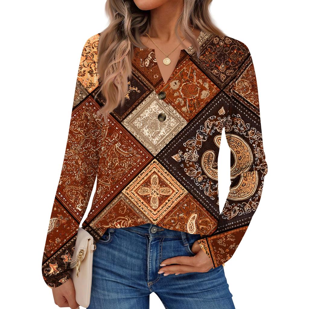 Women's Floral Print Long Sleeve  Shirt Elegant Casual Tops Trendy Shirt Tops