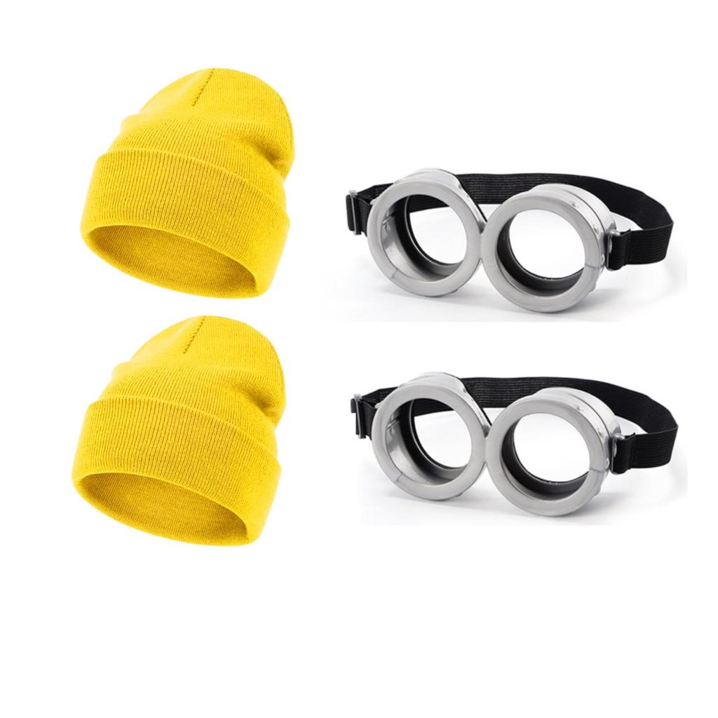 TUAHOUS 4-Piece Halloween Cosplay Set: Hat, Goggles, and Glasses. Includes a Knit Hat and Hat, Perfect for Movies, Christmas, Parties, and Events.