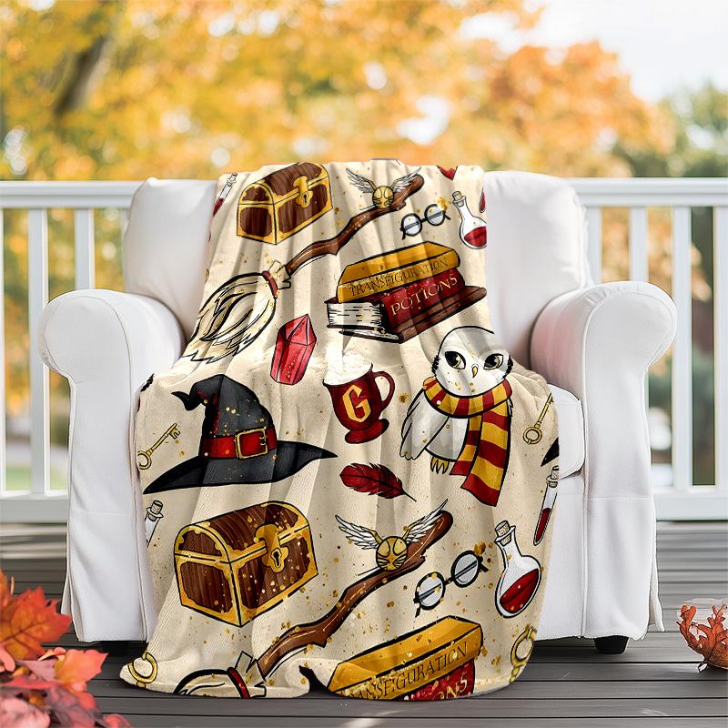 1pc Hogwarts12 Theme Blanket - Digital Print, Polyester, Cozy for All Seasons, Perfect for Outdoor, and Travel