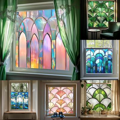 50x50cm Decorative Glass Film UV Protection Electrostatic Glass Sticker Contemporary Design for Home Decor