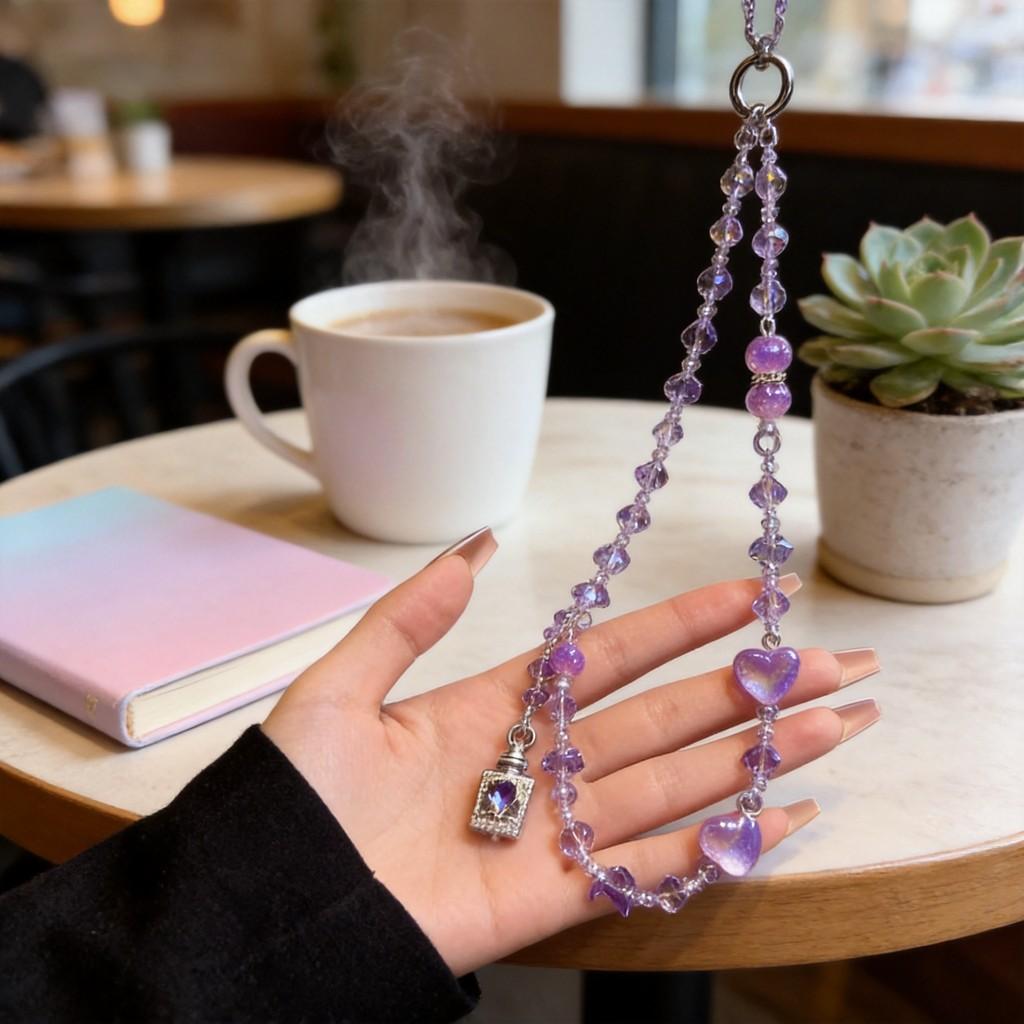 Galaxy Heart Perfume Bottle Phone Lanyard With Pvc Chain For Ladies And Gents