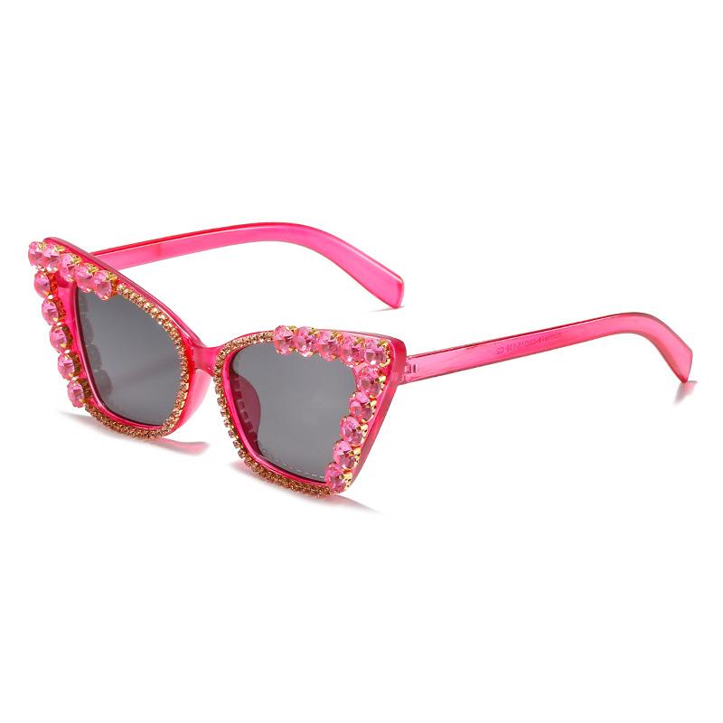 New Personality Fashion Cat Eye Colorful Big Diamond Glasses Droplet Shaped Sunglasses Cat Eye Diamond Sun Glasses