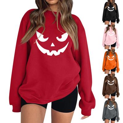 Women's Fashion Long Sleeve Printed Round Neck Pullover Top Sweatshirt