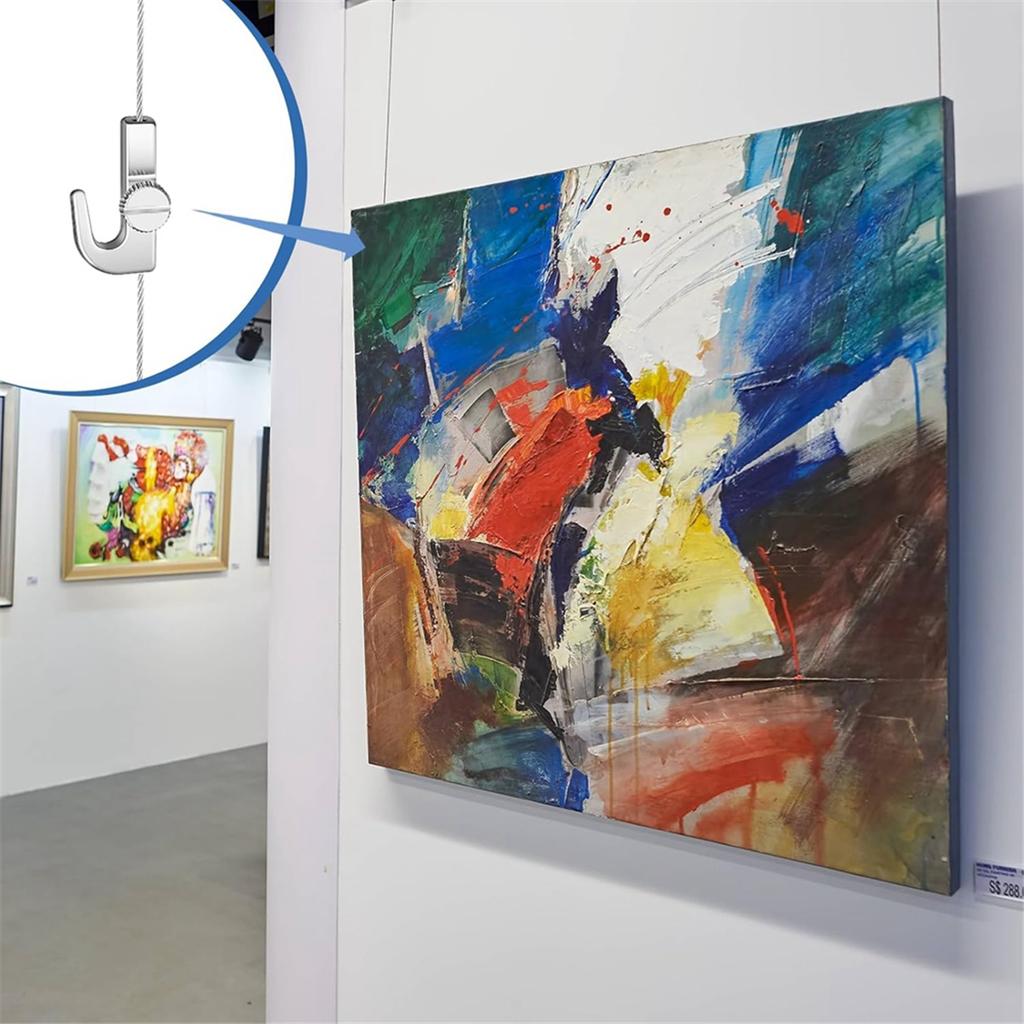 2025+ 12Pcs Adjustable Hooks for Picture Hanging System Picture Rail Hooks Hangers for Exhibition Art- Supplies