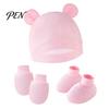 Minimalist Baby Outfit Newborn Hat Gloves And Booties Set, Cotton Infant Bear Ears Anti Scratch Care Gift Set Mittens & Foot Protectors for