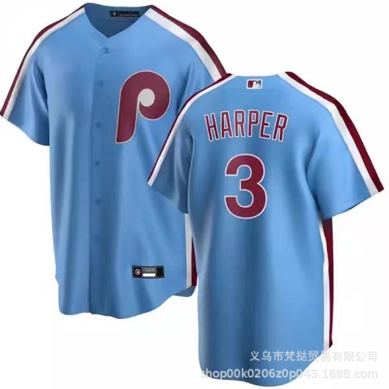Philadelphia Phillies MLB Baseball Jersey Harper 3 Turner 7 City Edition Embroidered Short Sleeve Unisex Sport Tee
