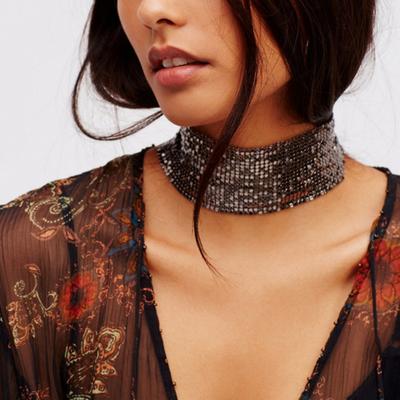 Frauen Halsband Breite Hip Hop Punk Coole Persönlichkeit Schmuck Funkelnden Strass Kragen