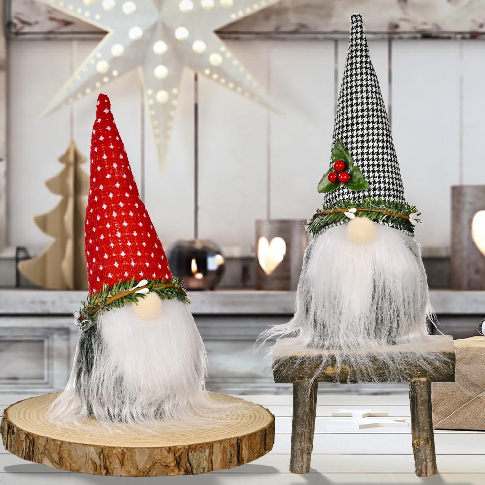 Cozy Plush Christmas Gnome With Gray Rudolph Design Perfect For Holiday Home Accents