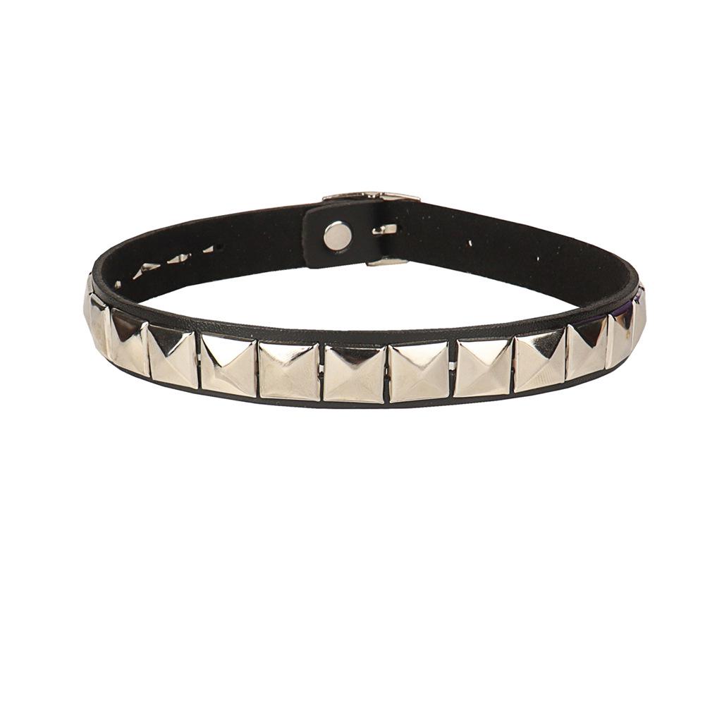 Punk Rhinestone Leather Choker Necklace for Women