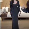 Fashion suit women's early new temperament shows figure, sexy feminine dress + shawl two-piece trendy