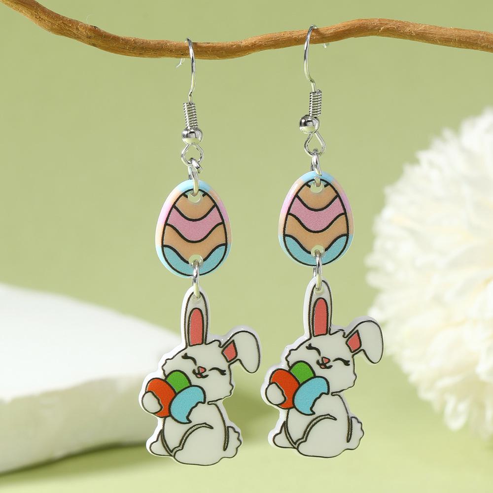 Easter Leopard Print Rabbit Carrot Earrings - Creative Cartoon Design