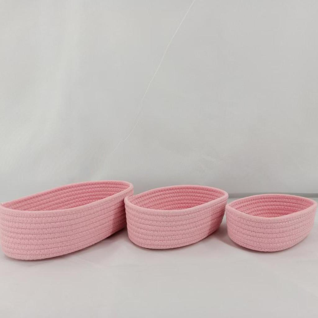 Oval Cotton Rope Woven Storage Basket for Home & Dormitory Organization