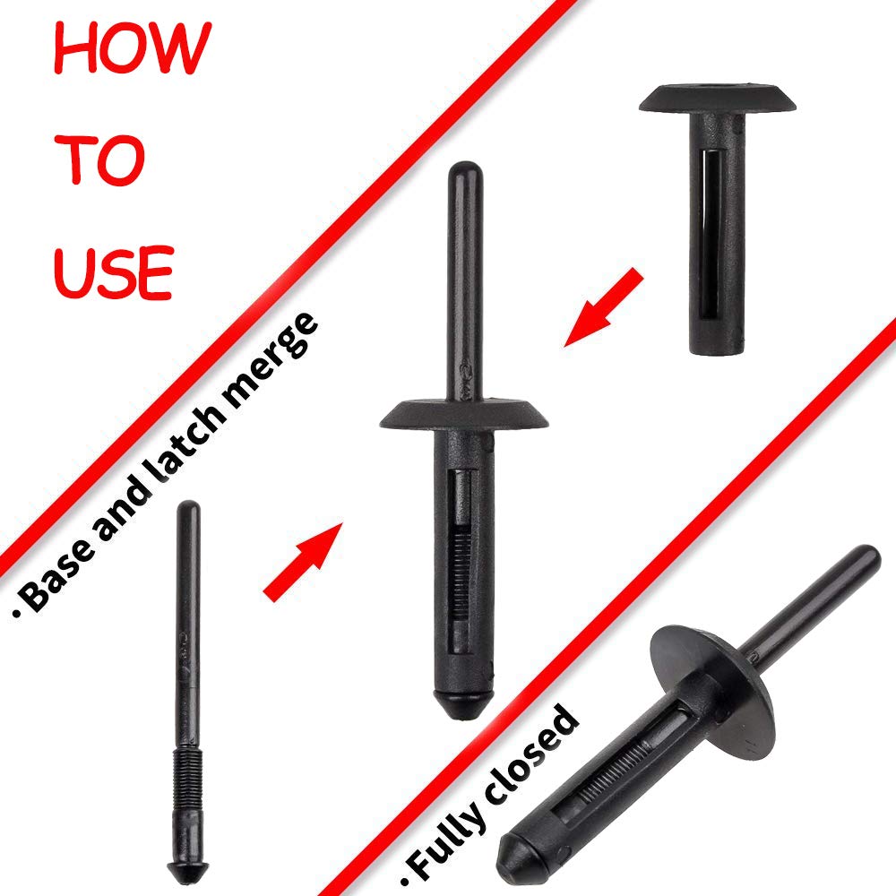 Kunststoff-Nietklammer-Set 140 Stück - Kotflügelverkleidungs-Befestigungsnieten für Ford GMC, Jeep Wrangler 07-15, Dodge Avenger 08-14