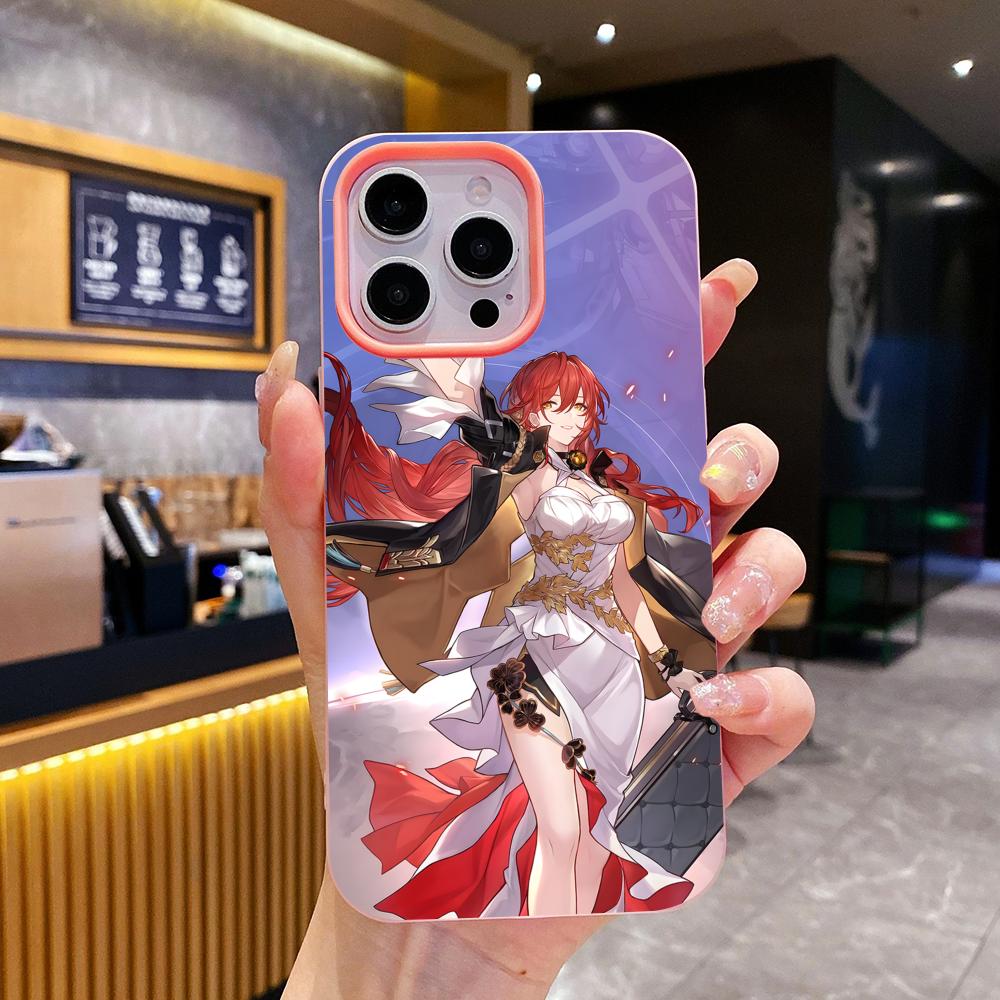 HSR Himeko Gelee Doppelschicht Rosa Handyhülle für iPhone 17 16 15 14 13 12 11 Air Pro Max Plus Schutz