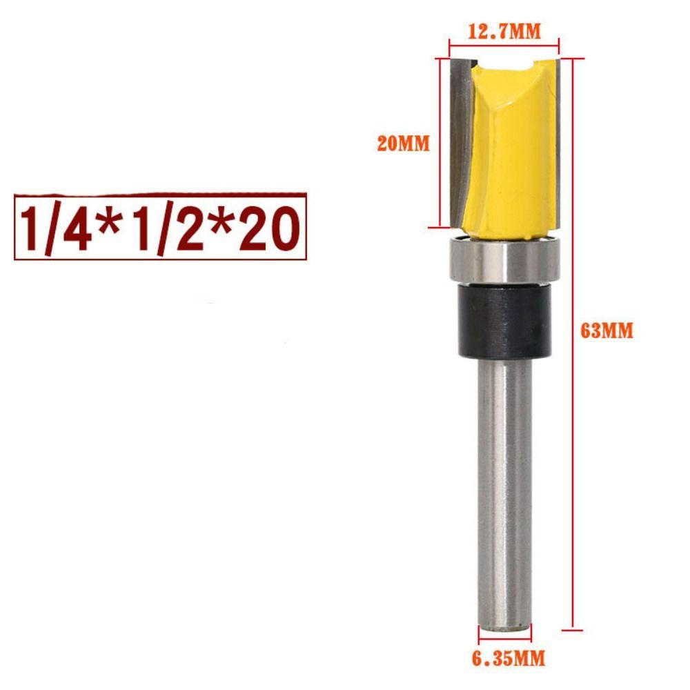 6.35mm Shank Flush Trim Router Bearing 1/2" Straight Router Bit Woodworking Dia 12.7Mm