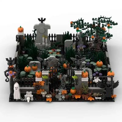 MOC Halloween Haunted House Building Block Toy Set DIY Assembly Horror Cemetery Scene Building Combination Party Decoration Gift