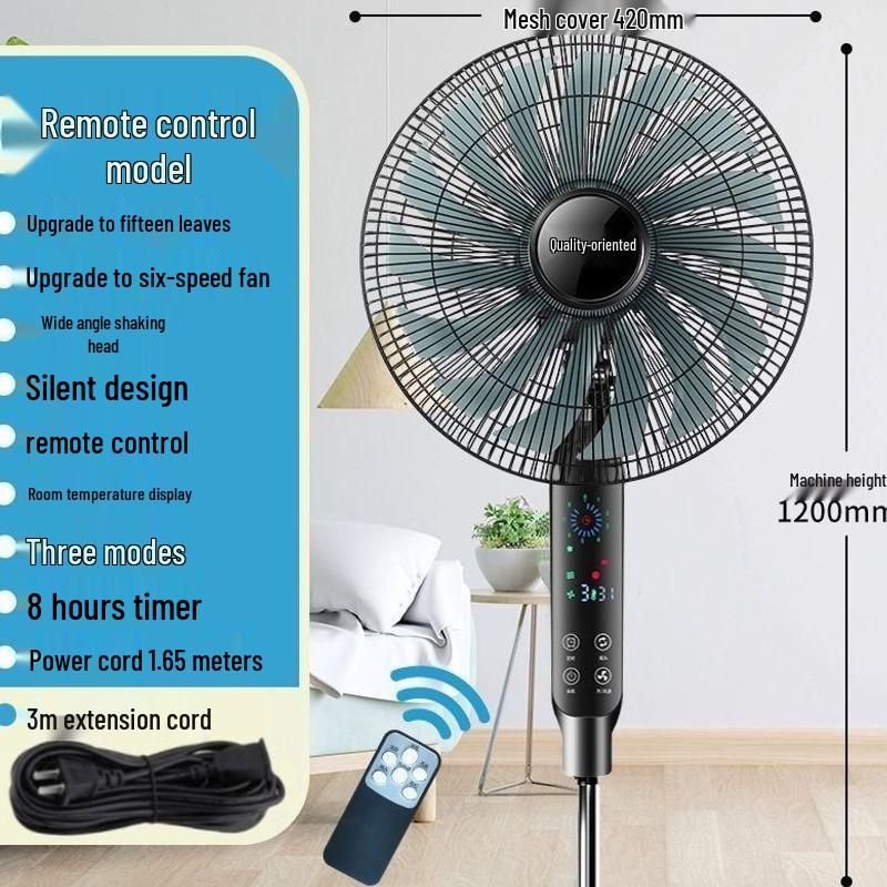Ventilatore Elettrico Silenzioso a Risparmio Energetico: Ventilatore da Pavimento/Scrivania Oscillante Radiocomandato con Timer Meccanico, Design Verticale e Grande Flusso d'Aria
