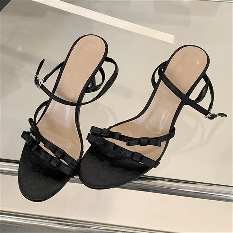 Pesstwei Open Toe Narrow Band Women Sandals Fashion Buckle Strap Thin High Heels Dress Stripper Ladies Summer Shoes Size: 40