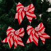 Bows 12Pcs Christmas Decoration Supplies Red and White Striped Bow Candy Sponge Bow Pendant Christmas Xmas Tree Decoration