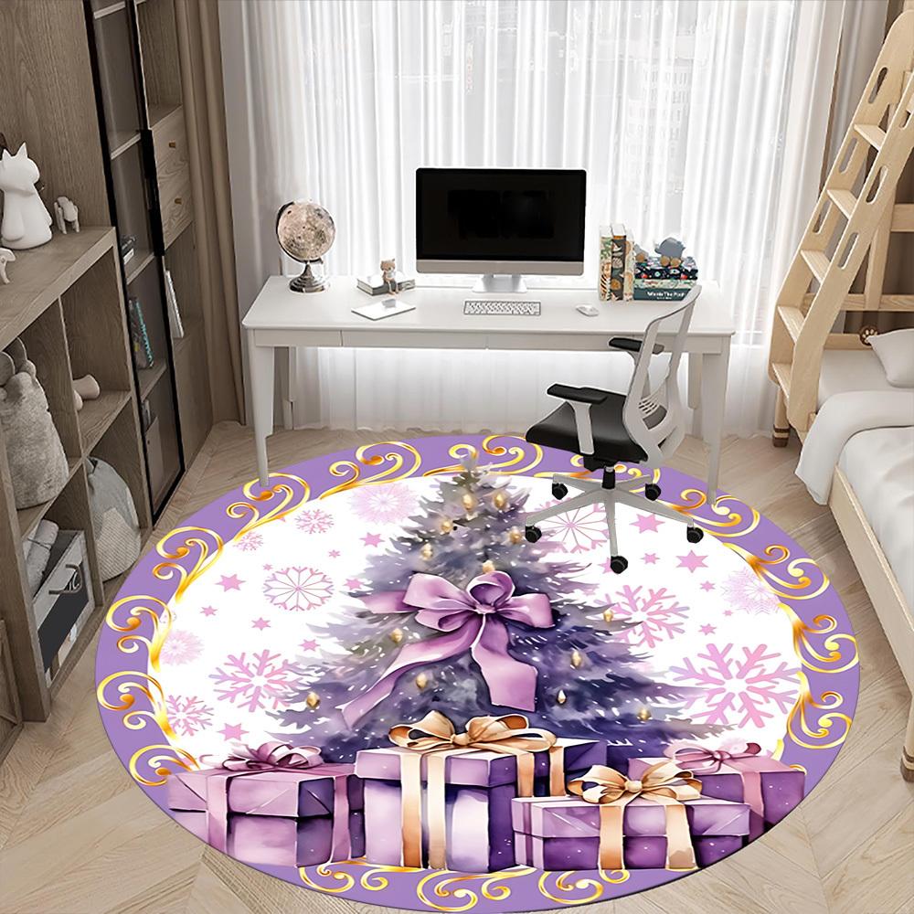 1pc Christmas Tree Carpet for Office Non-Slip, Round Carpet, Soft & Comfortable, Carpet for Office, Lightweight Round Floor Mat