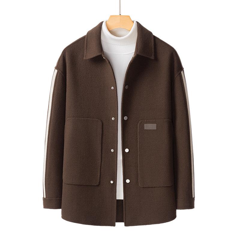 

Шерстяное шерстяное пальто средней и длинной длины, мужское двухстороннее полупальто без кашемира, мужское утепленное пальто-тренч, зимняя одежда 3XL