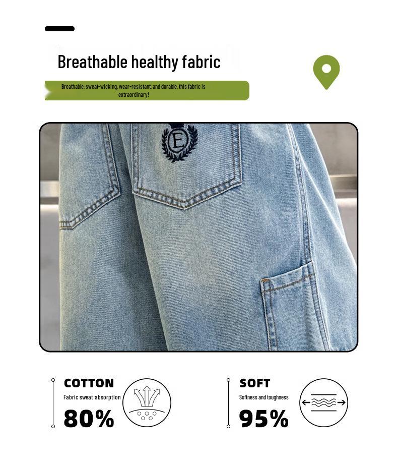 Boys' Summer Denim Shorts 2026 - Trendy Mid-Length Capris for Kids
