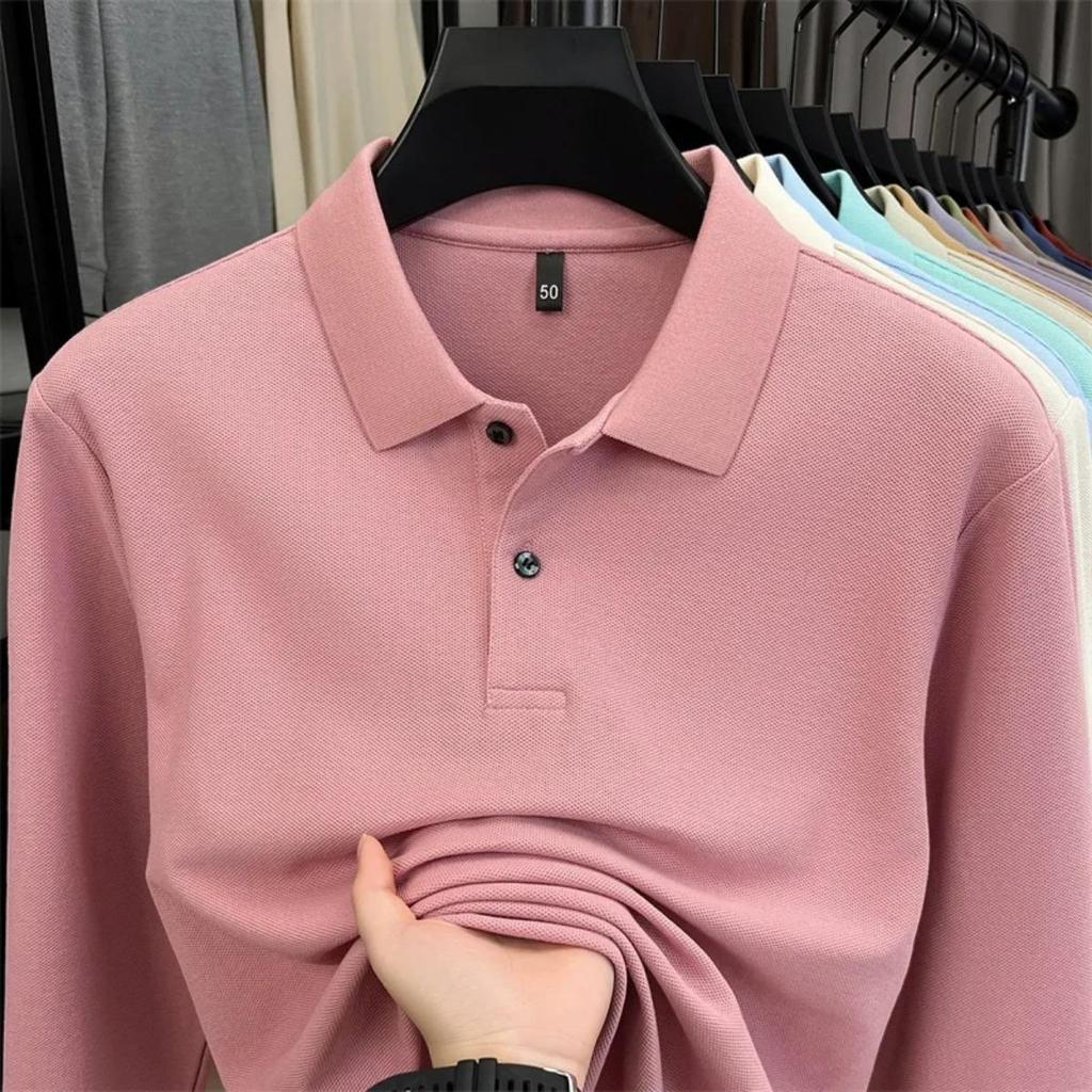 100% Pure Cotton High-quality Men's Long Sleeve Polo Shirt Autumn Fashion Simple Original Design Luxurious Golf T-shirt