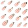 24Pcs Leopard Print French Tip Press On Nails Medium Almond Fake Nails Bow Glue On Nail 3D Pearl Gems Cute False Nails French Stick On Nail Bow