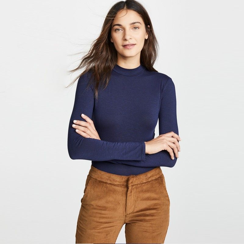 Autumn clothes New Fashion Slim fit Inner wear T-shirt European and American Western Style Super Hot Modal Cotton Long sleeve Bottoming Shirt Women