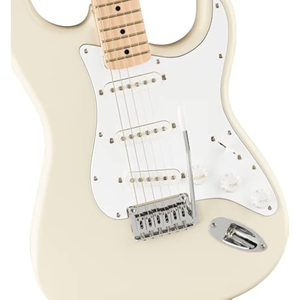 Squier by Fender Electric Guitar Affinity Series™ Stratocaster®, Maple Fingerboard, White Pickgua...