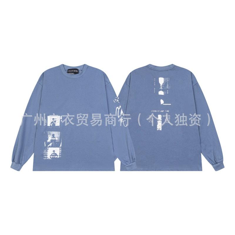 Mens Oversized Vintage Washed Cotton Long Sleeve Tee Casual Graphic Sweatshirt Fall