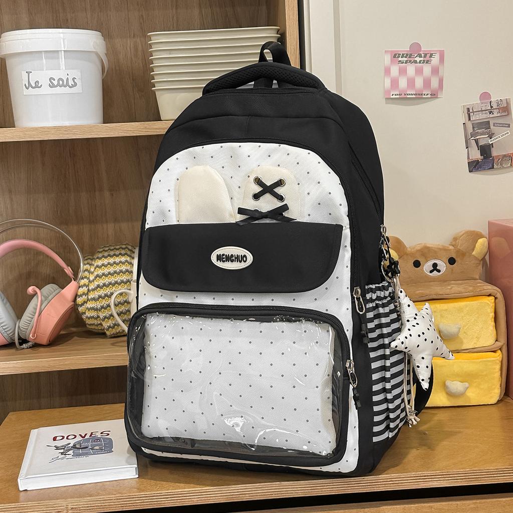 School bag, Japanese INS style, new high-value schoolbag, girls' sweet middle school pain backpack, lightweight large-capacity backpack