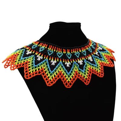 Etniczny Styl Koralikowy Gruby Naszyjnik Bohemian Wielokolorowy Wielowarstwowy Koralikowy Choker Vintage Klasyczny Siatkowy Kołnierz Bib Biżuteria Damska
